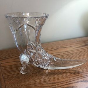 Norse Viking Drinking Horn Lead Crystal 6”t x 8”w